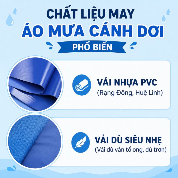 Các chất liệu may áo mưa cánh dơi bền đẹp