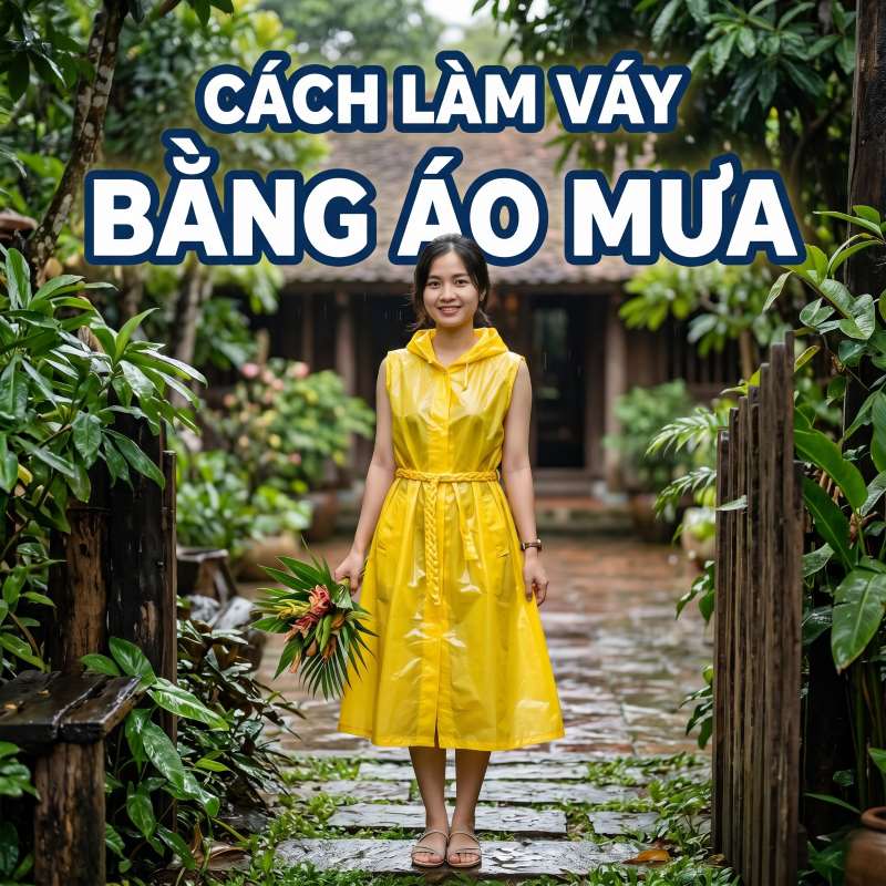 cách làm váy bằng áo mưa đơn giản giúp bảo vệ môi trường