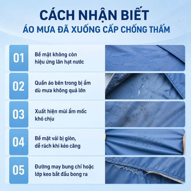 Dấu hiệu cho biết áo mưa của bạn mất chống thấm