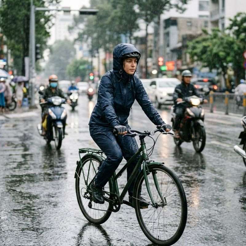 Đi xe đạp nên mặc áo mưa loại nào giúp quan sát đường tốt hơn