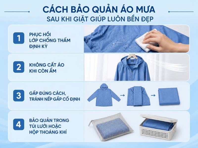 Mẹo bảo quản sau khi áp dụng cách giặt áo mưa bằng máy giặt hiệu quả
