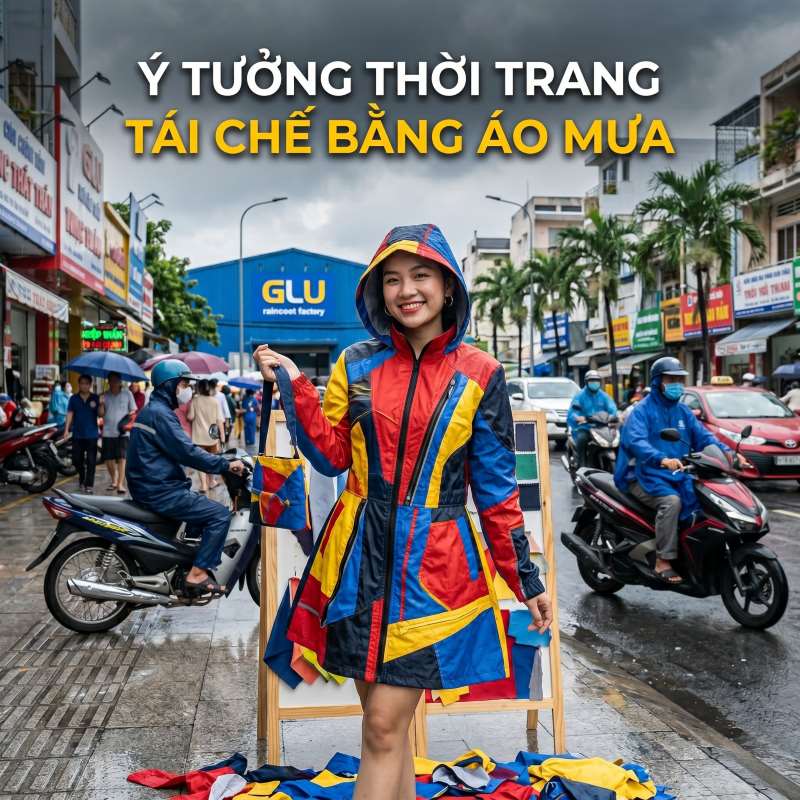 thời trang tái chế bằng áo mưa