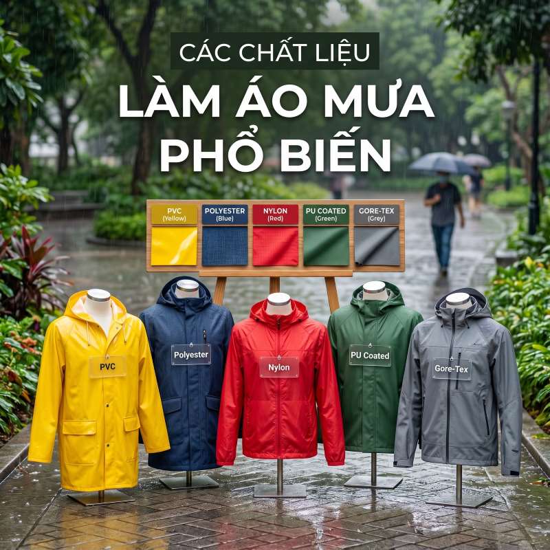 top 4 loại chất liệu làm áo mưa thông dụng