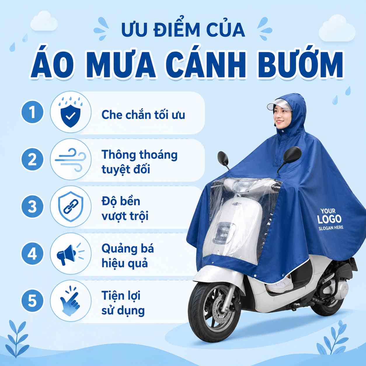Ưu điểm nổi bật của áo mưa cánh bướm