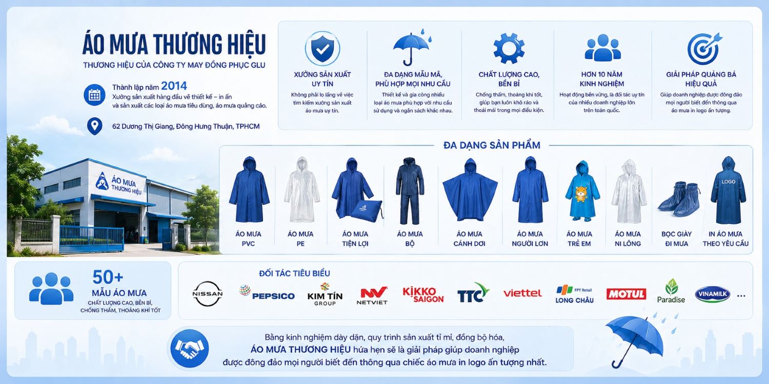 xưởng may áo mưa thương hiệu