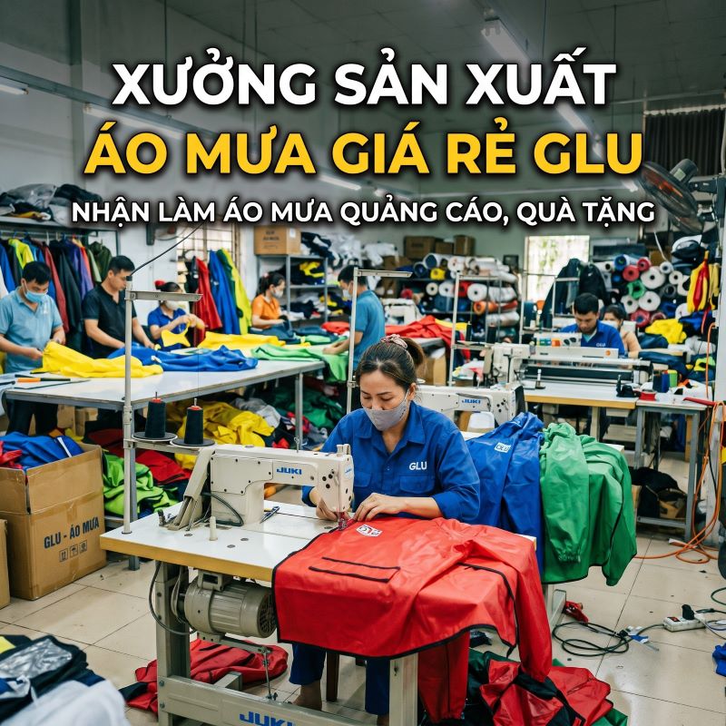 xưởng sản xuất áo mưa giá rẻ glu nhận làm áo mưa quảng cáo, quà tặng