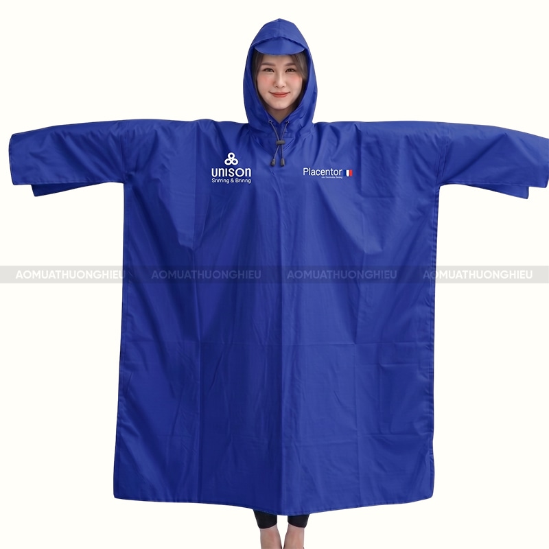 Áo mưa quà tặng màu xanh bích 1